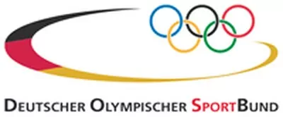 1) Logo des Deutschen Olympischen Sportbundes (DOSB) mit Olympischen Ringen und schwarz-rot-goldenem Schwung2) DOSB-Logo mit Olympischen Ringen und Schwarz-Rot-Gold-Bogen3) Deutsches Olympia-Logo: DOSB mit fünf Ringen und schwarz-rot-goldenem Schwung